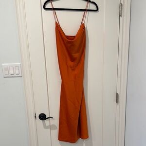 Banana Republic Orange Midi Slip Dress Spaghetti Strap